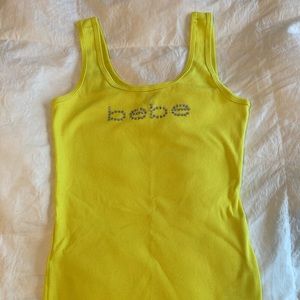 BEBE Lemon 🍋 Yellow Ribbed Tunic Tank 🥰